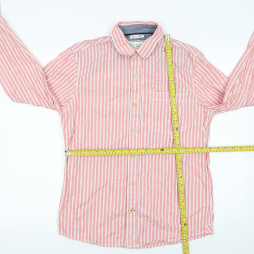 Fat Face Men Red Striped Cotton Long Sleeve Button-Up Shirt S