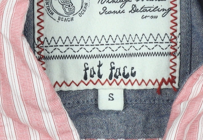 Fat Face Men Red Striped Cotton Long Sleeve Button-Up Shirt S