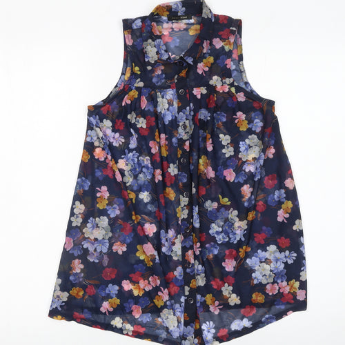 River Island Women's Multicoloured Floral Sleeveless Tunic Blouse Size 6