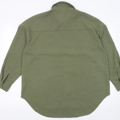 Pieces Women's Green Button-Up Long Sleeve Shirt Size L