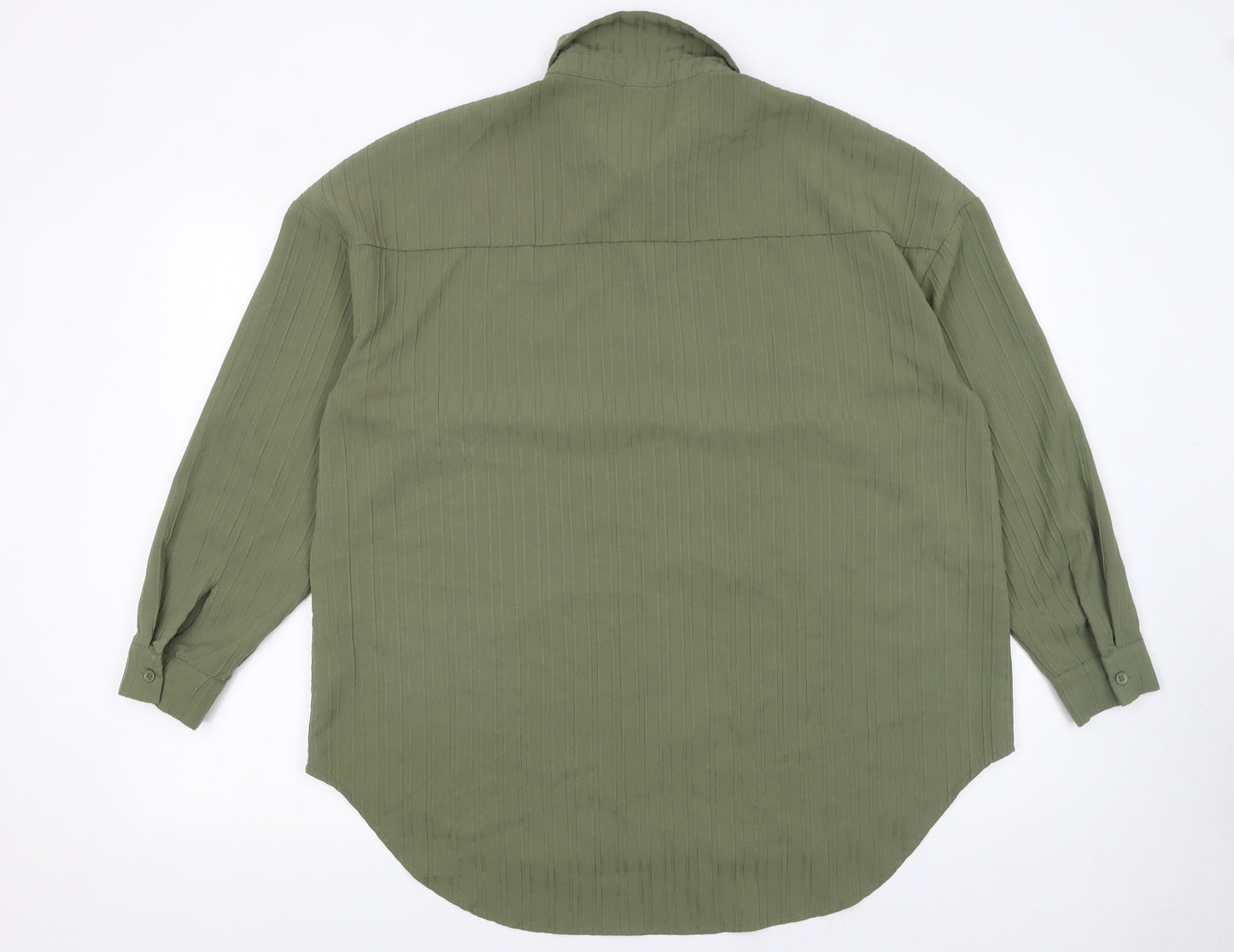 Pieces Women's Green Button-Up Long Sleeve Shirt Size L