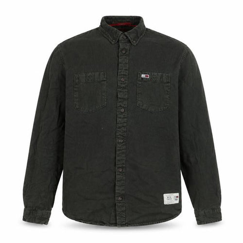 Tommy Jeans Men's Green Cotton Button-Up Long Sleeve Shirt M