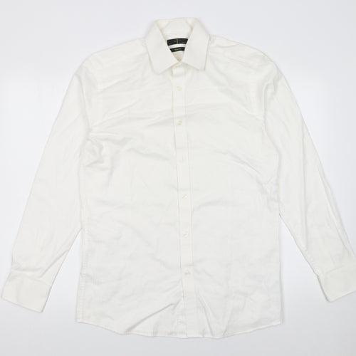 Jasper Conran Men’s White 15.5in Regular Fit Cotton Long Sleeve Formal Dress Shirt