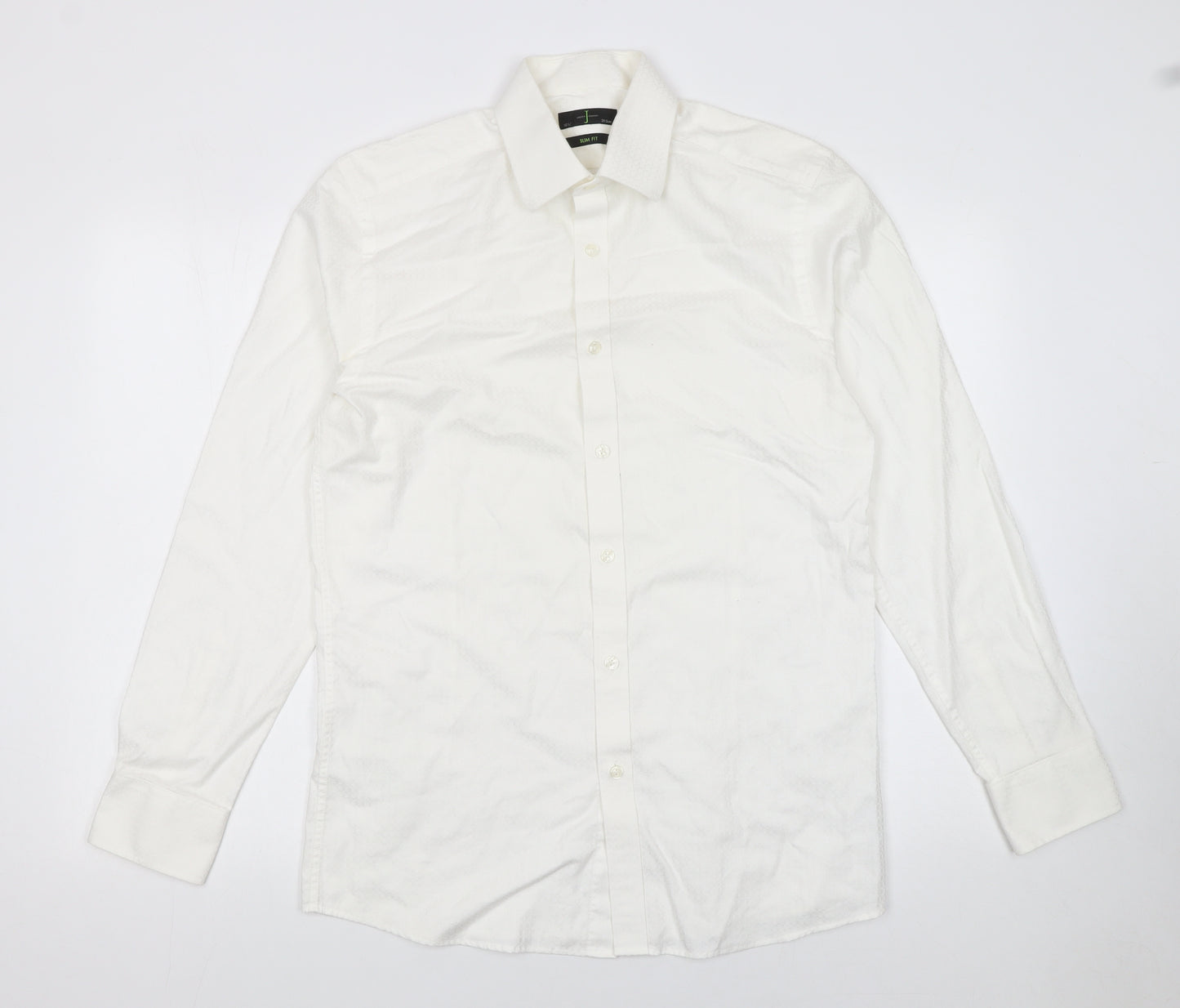 Jasper Conran Men’s White 15.5in Regular Fit Cotton Long Sleeve Formal Dress Shirt