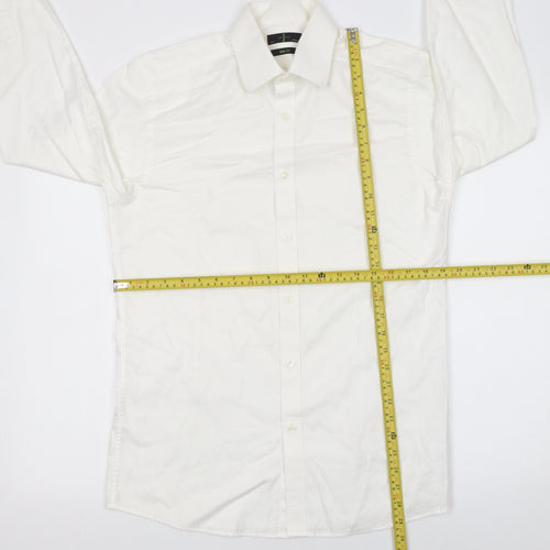 Jasper Conran Men’s White 15.5in Regular Fit Cotton Long Sleeve Formal Dress Shirt