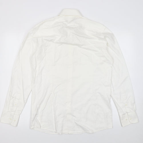 Jasper Conran Men’s White 15.5in Regular Fit Cotton Long Sleeve Formal Dress Shirt