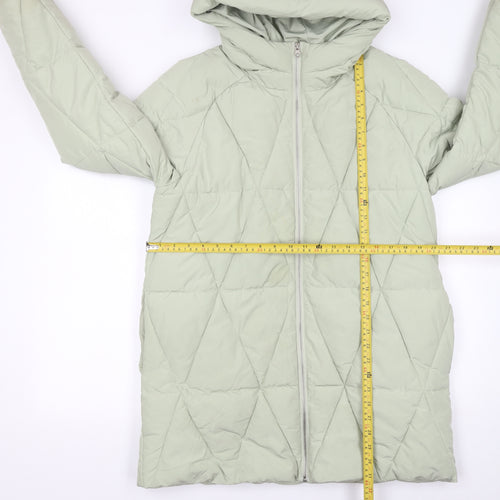STR Women Green Quilted Puffer Coat Hooded Size S