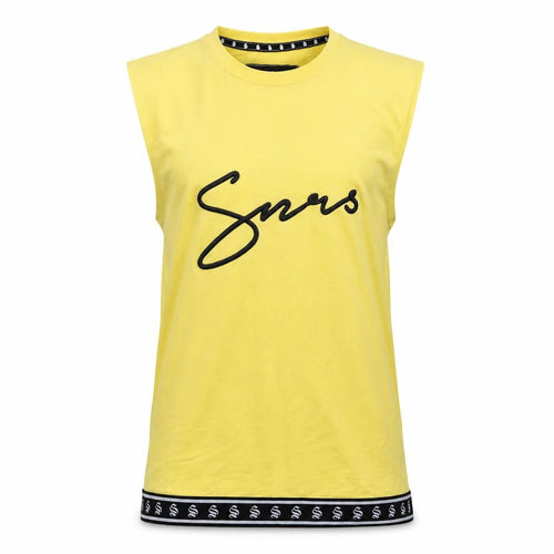 Sinners Attire Men's Yellow Sleeveless T-Shirt XS Cotton Graphic Top