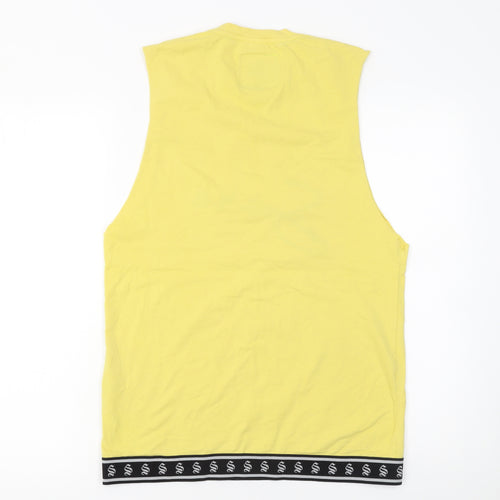 Sinners Attire Men's Yellow Sleeveless T-Shirt XS Cotton Graphic Top