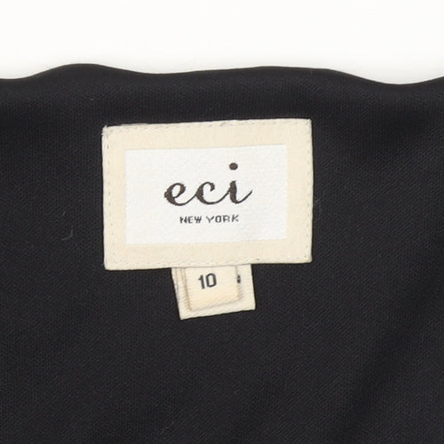 ECI New York Black Sequin Embroidered Short Sleeve Tunic Top Size 10