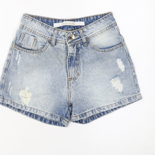 Maria Violeta Women's Blue Size 10 Boyfriend Denim Shorts