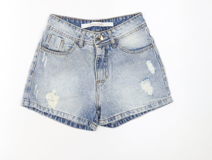 Maria Violeta Women's Blue Size 10 Boyfriend Denim Shorts