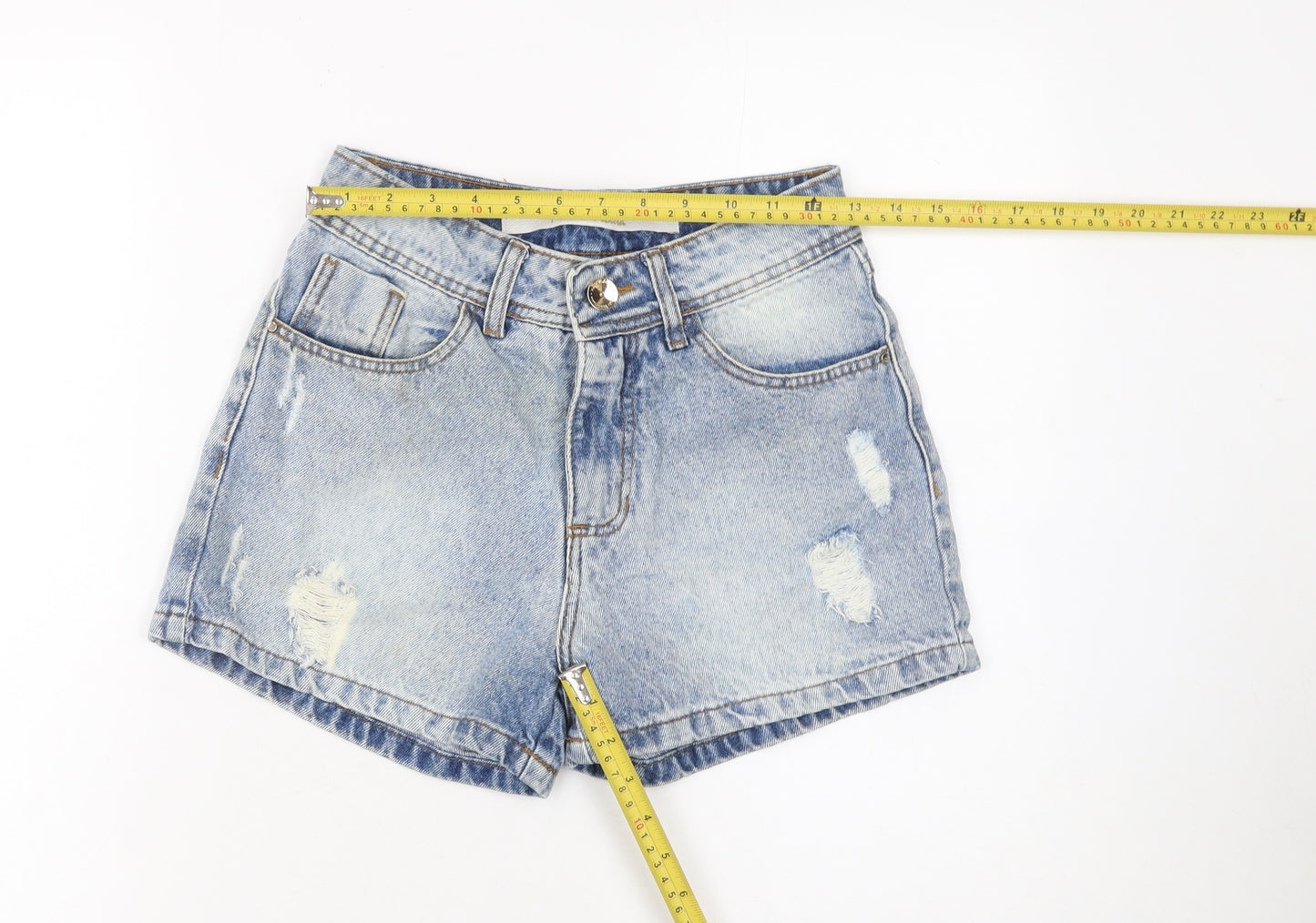 Maria Violeta Women's Blue Size 10 Boyfriend Denim Shorts