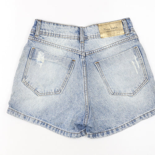 Maria Violeta Women's Blue Size 10 Boyfriend Denim Shorts