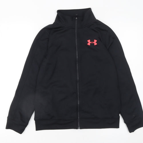 Under Armour Girls Black Track Jacket Size 10 Years Zip-Up Activewear