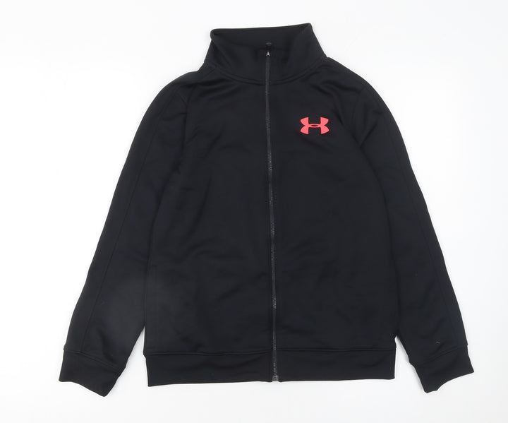 Under Armour Girls Black Track Jacket Size 10 Years Zip-Up Activewear