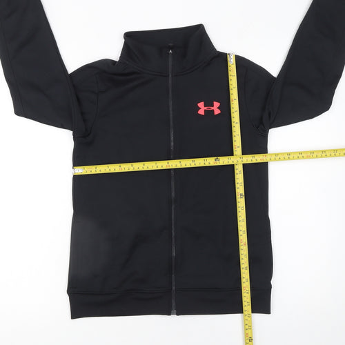 Under Armour Girls Black Track Jacket Size 10 Years Zip-Up Activewear