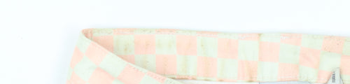 Ragged Jeans Women Pink Check Straight High Waist Cotton Denim 26