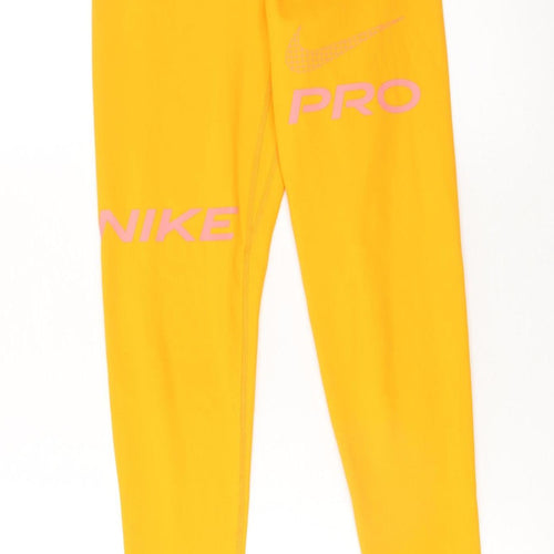 Nike Pro Yellow Dri-FIT Women's Leggings Small Compression Fit