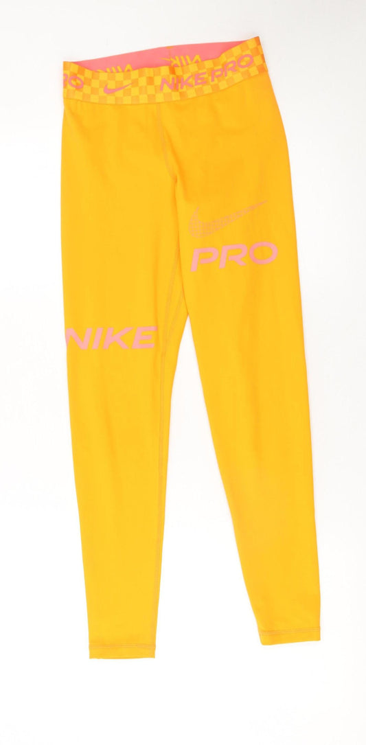 Nike Pro Yellow Dri-FIT Women's Leggings Small Compression Fit