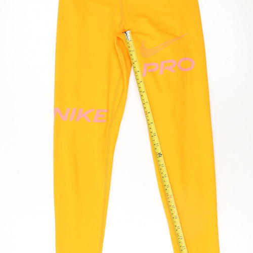 Nike Pro Yellow Dri-FIT Women's Leggings Small Compression Fit