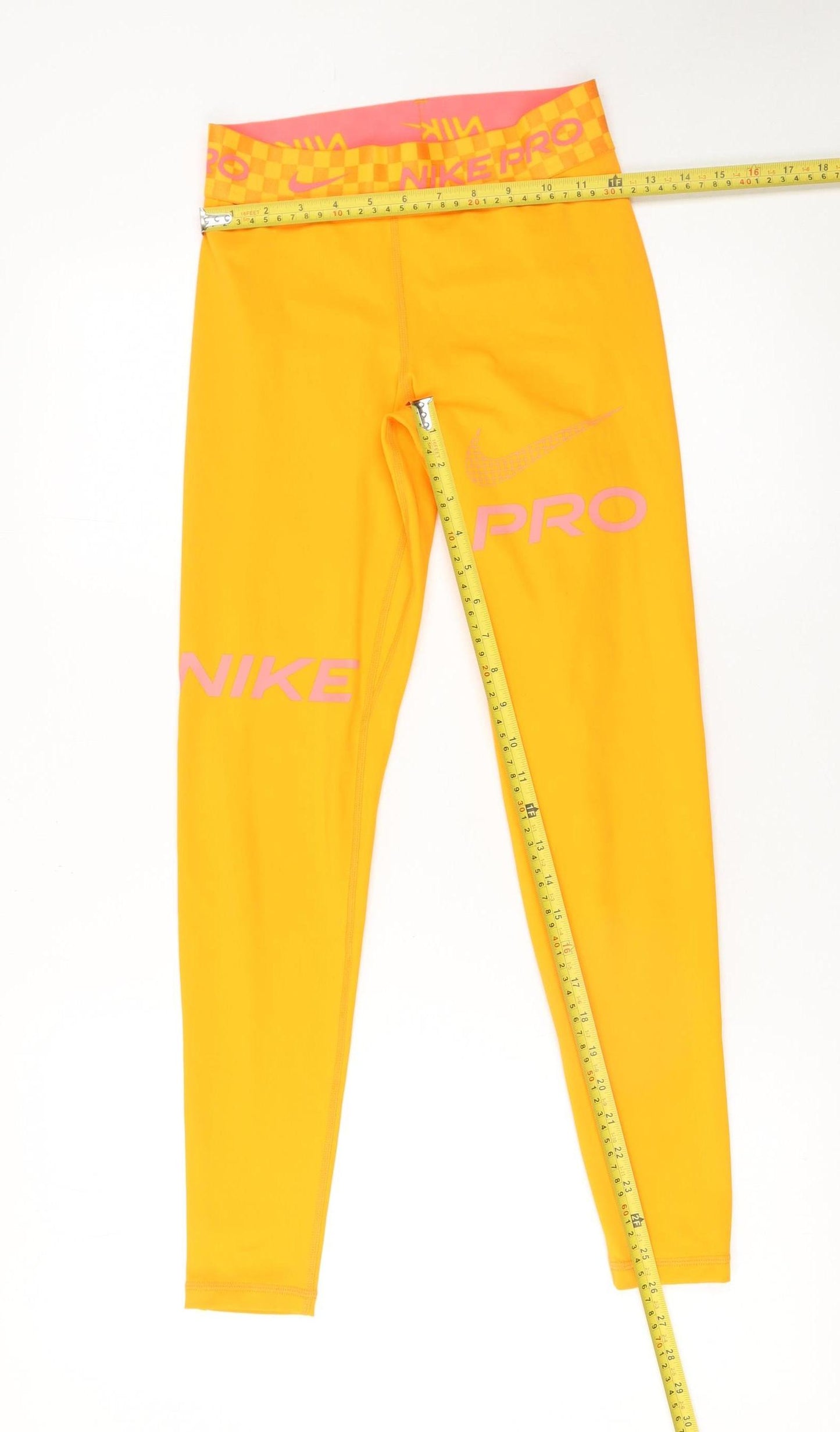 Nike Pro Yellow Dri-FIT Women's Leggings Small Compression Fit