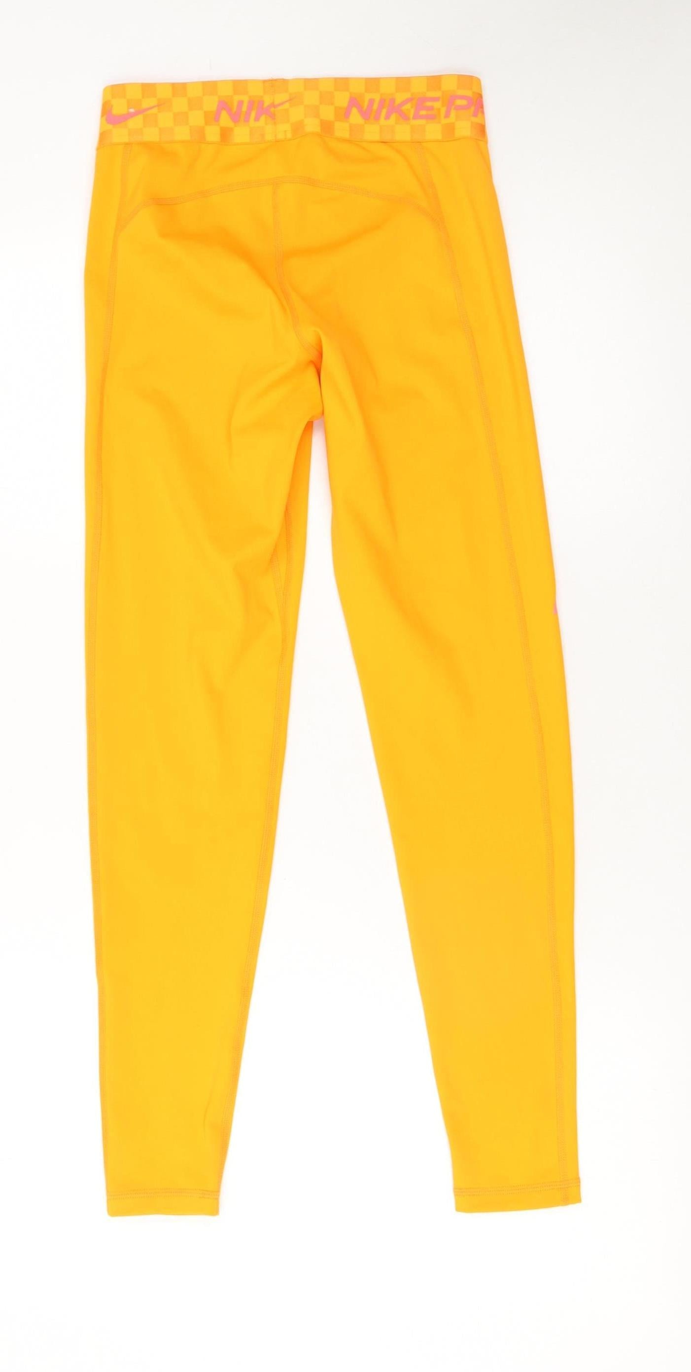 Nike Pro Yellow Dri-FIT Women's Leggings Small Compression Fit