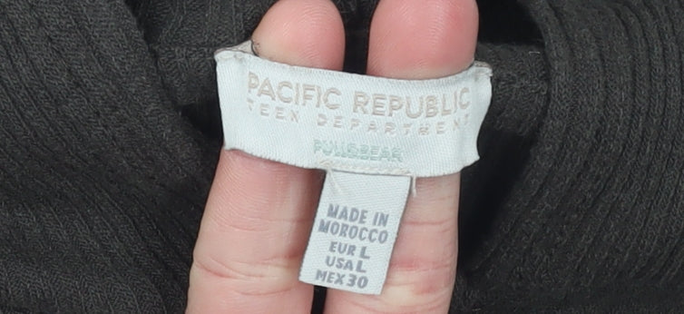 Pull&Bear Teens Brown Ribbed Zip Hoodie Jumper L