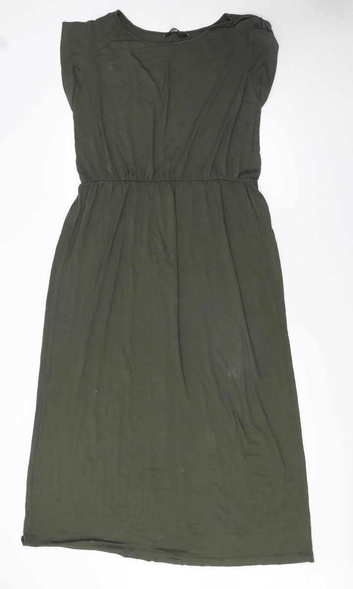 Dorothy Perkins Women’s Green Midi Fit & Flare Jersey Dress Size 16