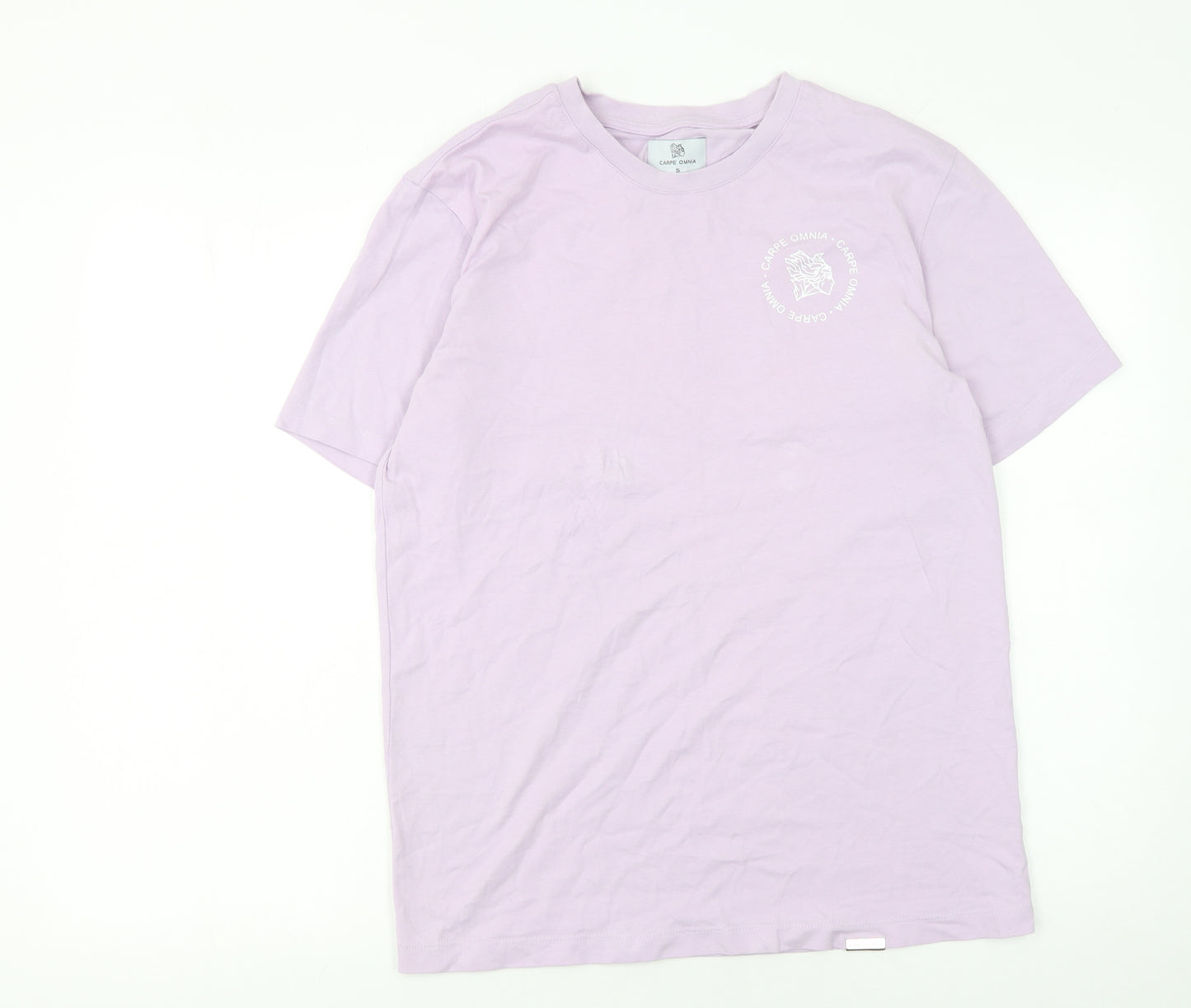 Carpe Omnia Womens Lilac Crew Neck Basic T-Shirt Size S 100% Cotton