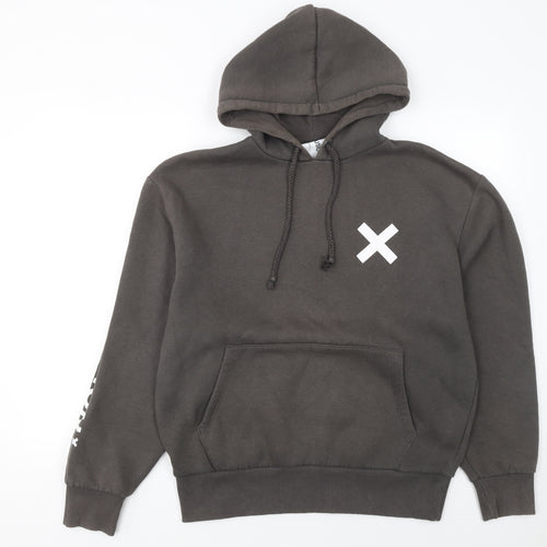 Collusion Men's Brown Pullover Hoodie S Graphic Logo Fleece