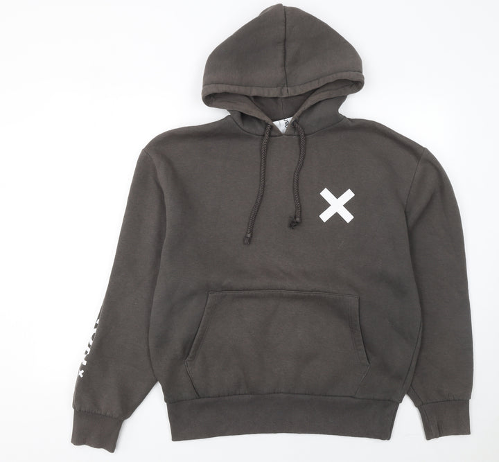 Collusion Men's Brown Pullover Hoodie S Graphic Logo Fleece