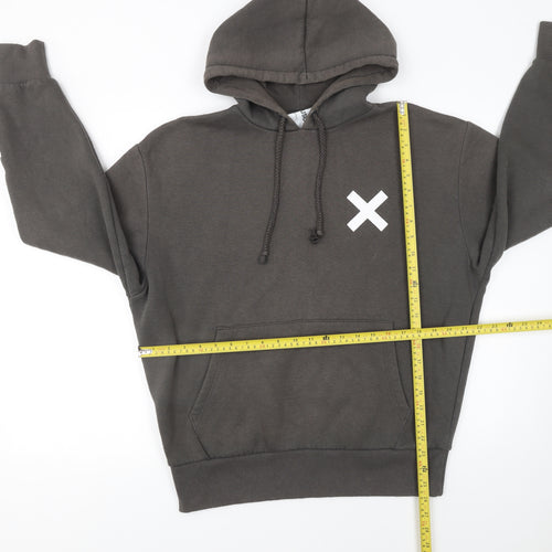 Collusion Men's Brown Pullover Hoodie S Graphic Logo Fleece