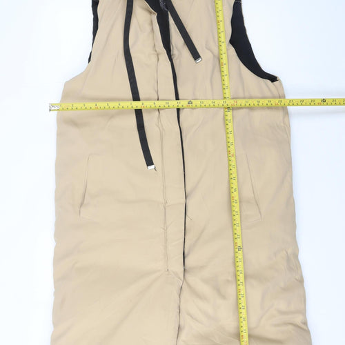 MISSPAP Women’s Beige Hooded Long Puffer Waistcoat Size L