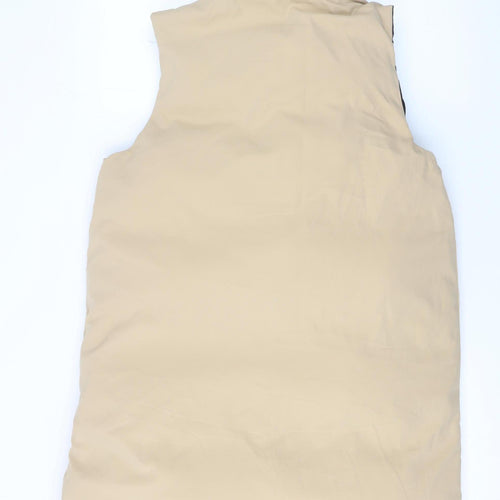 MISSPAP Women’s Beige Hooded Long Puffer Waistcoat Size L