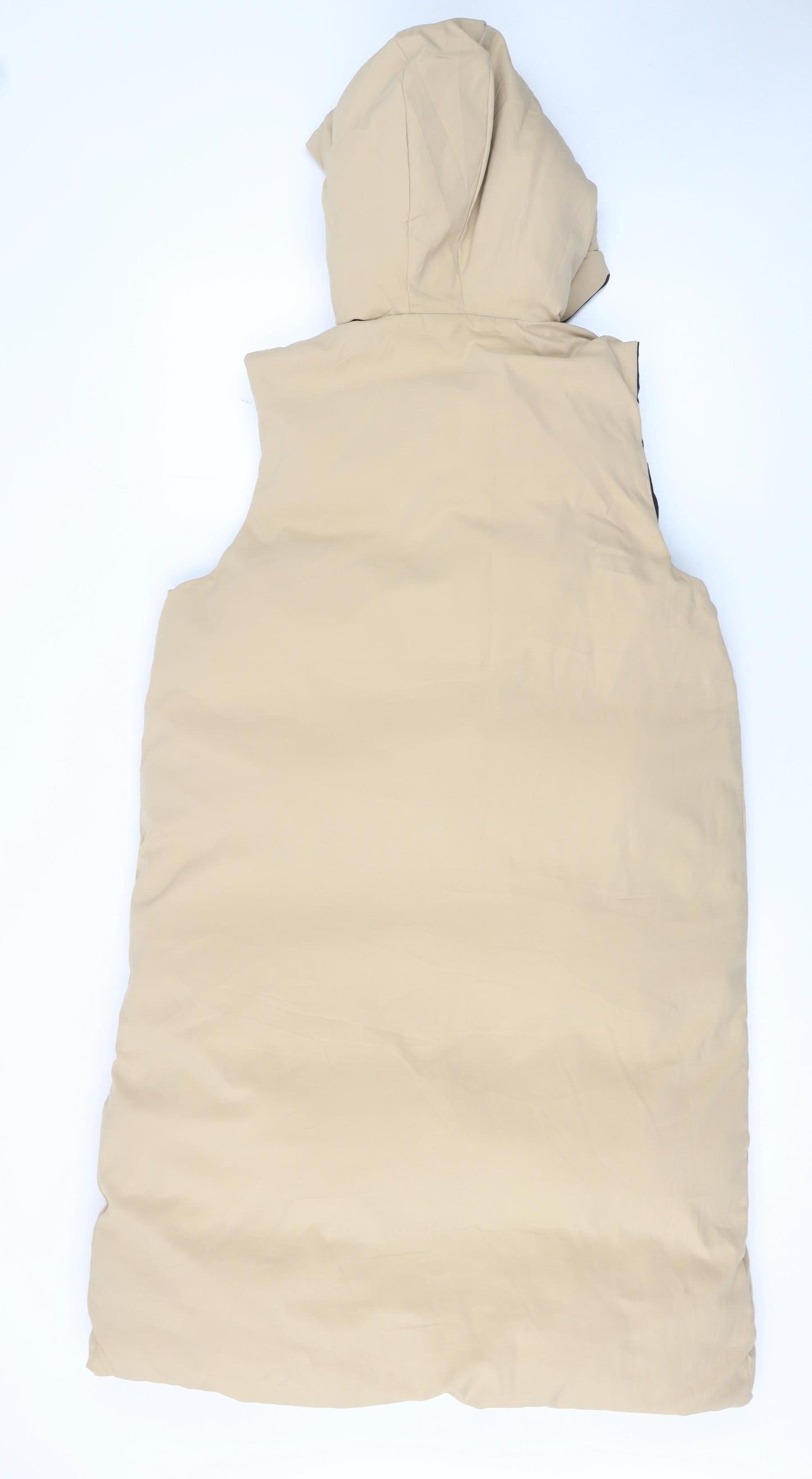 MISSPAP Women’s Beige Hooded Long Puffer Waistcoat Size L