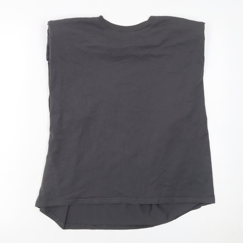 4TH ARQ Womens Black Sleeveless Cotton Basic T-Shirt L