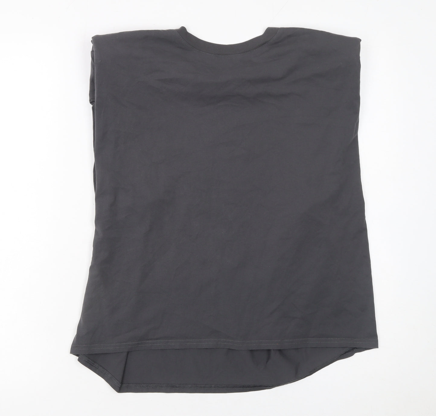 4TH ARQ Womens Black Sleeveless Cotton Basic T-Shirt L