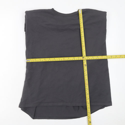 4TH ARQ Womens Black Sleeveless Cotton Basic T-Shirt L