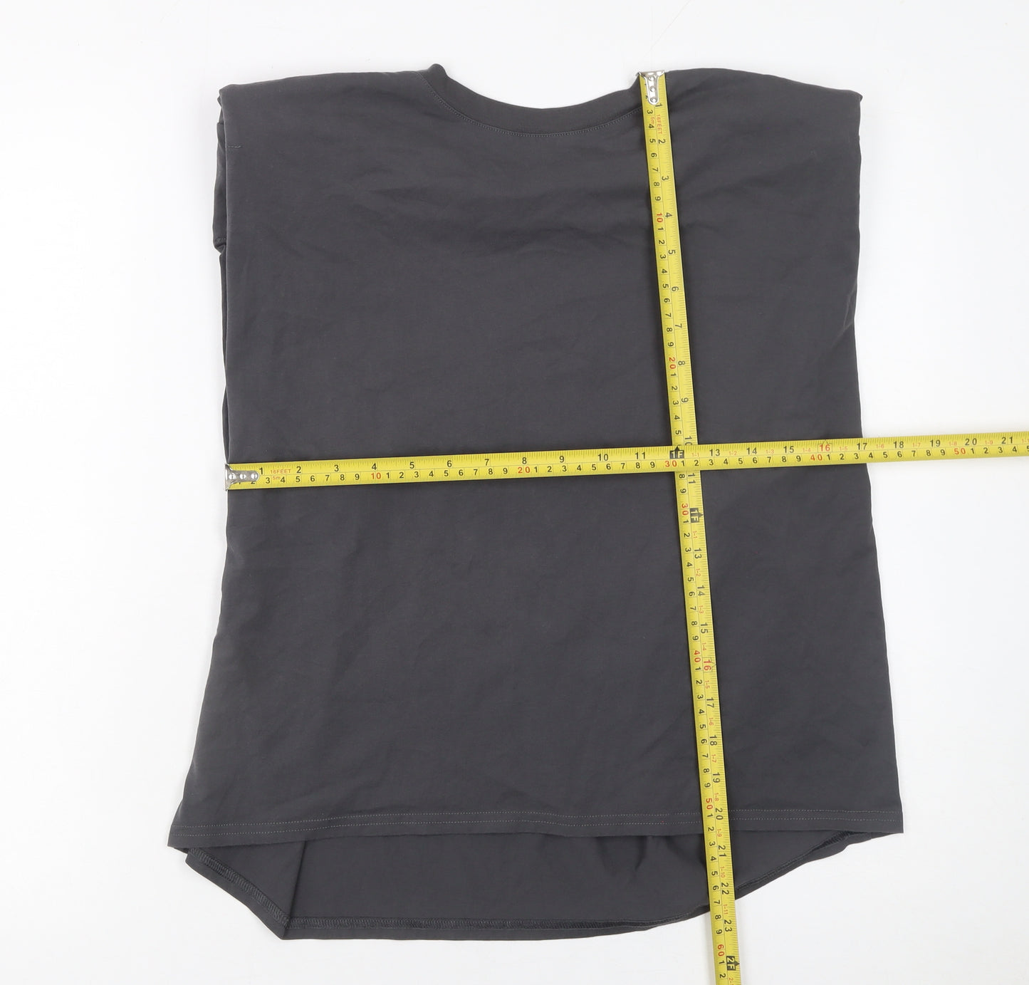 4TH ARQ Womens Black Sleeveless Cotton Basic T-Shirt L
