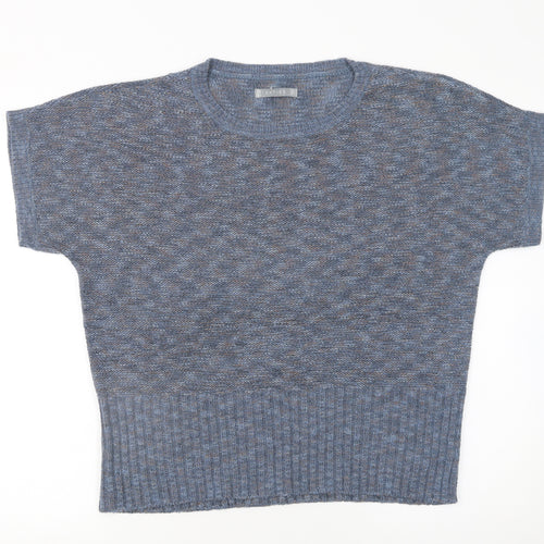 Katies Women's Blue Knit Short Sleeve Pullover Jumper Size L