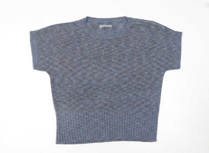Katies Women's Blue Knit Short Sleeve Pullover Jumper Size L