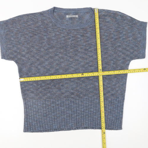Katies Women's Blue Knit Short Sleeve Pullover Jumper Size L
