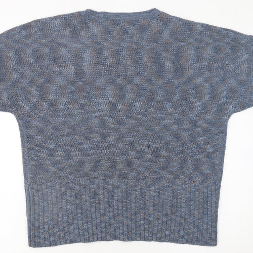 Katies Women's Blue Knit Short Sleeve Pullover Jumper Size L