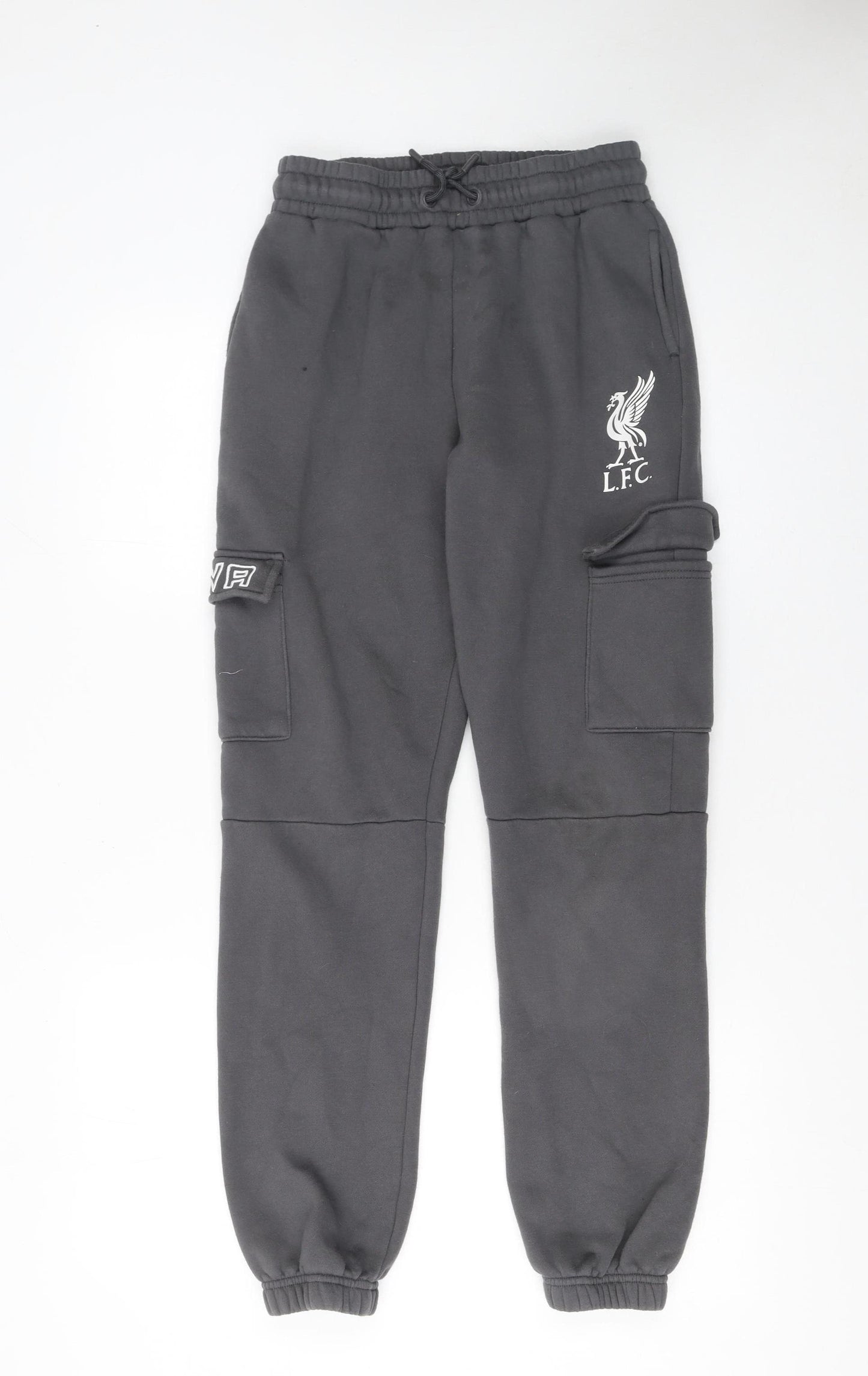LFC Boys Grey Cargo Jogger Trousers 13-14 Years Elastic Waist Football Pants