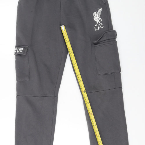 LFC Boys Grey Cargo Jogger Trousers 13-14 Years Elastic Waist Football Pants