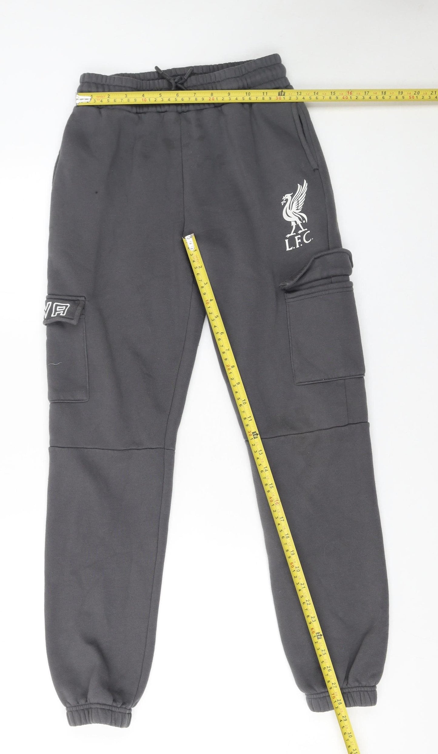 LFC Boys Grey Cargo Jogger Trousers 13-14 Years Elastic Waist Football Pants