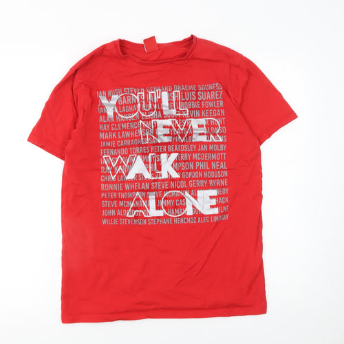 LFC Men's Red Cotton Graphic T-Shirt Size S Crew Neck Short Sleeve