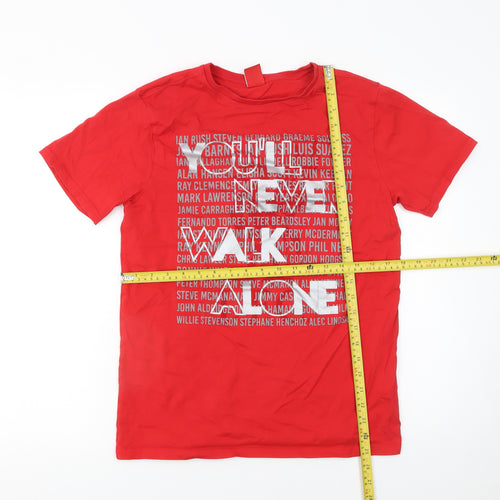 LFC Men's Red Cotton Graphic T-Shirt Size S Crew Neck Short Sleeve