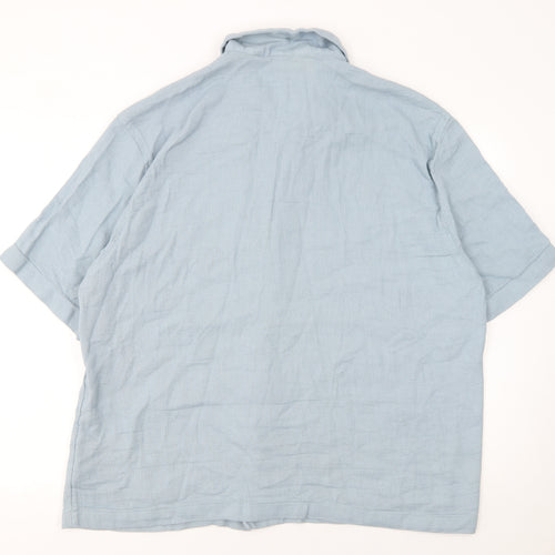 H&M Men’s Blue Regular Fit Short Sleeve Button-Up Shirt XL